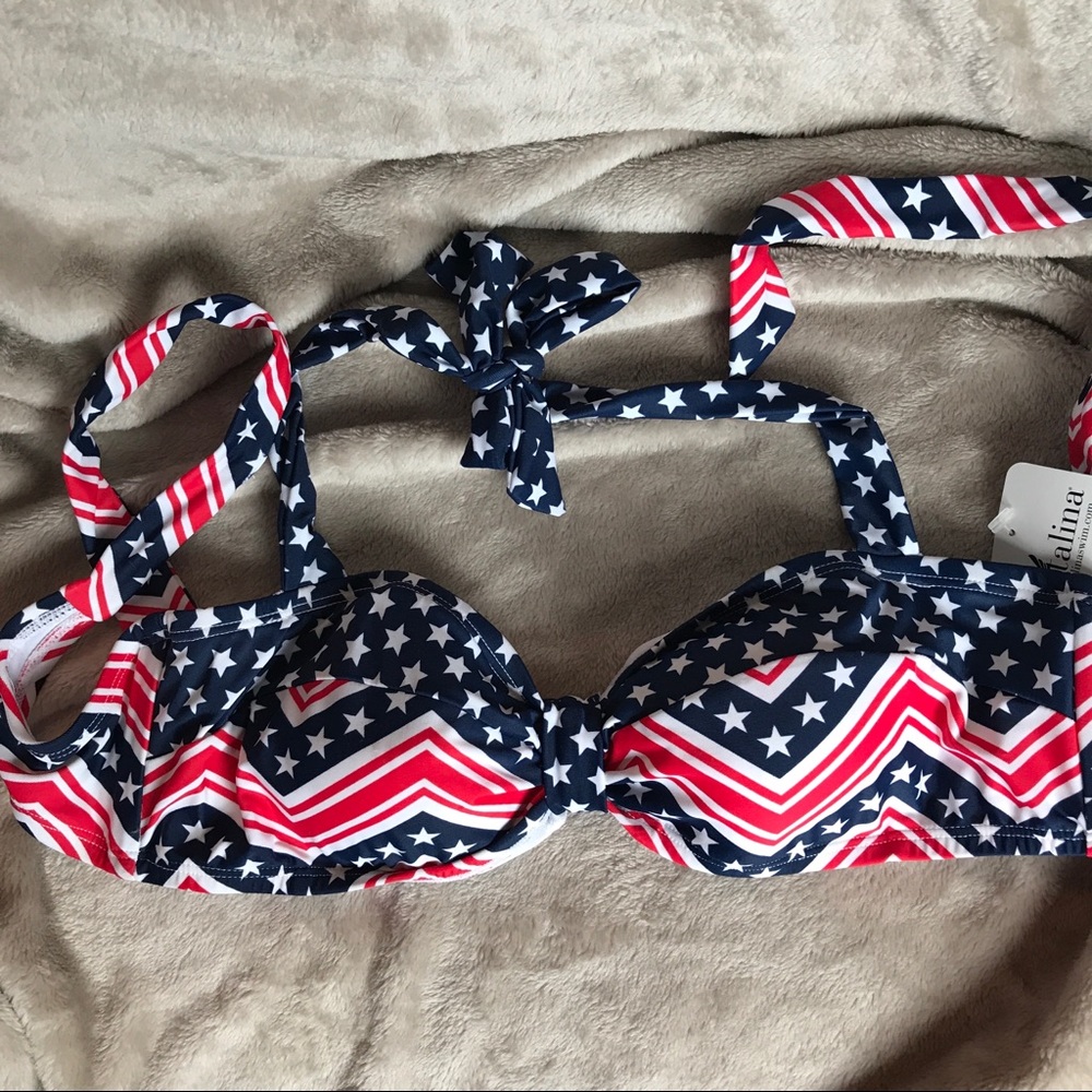 American Flag pride Push Up pin Ip Girl Bikini Top